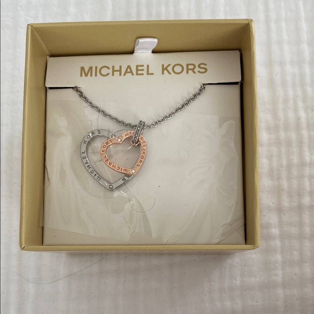 Michael Kors Silver and Gold Heart Necklace